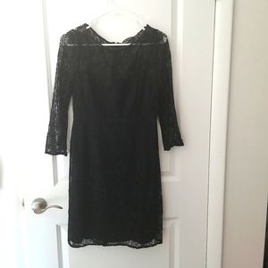Tahari black lace cocktail dress size 8